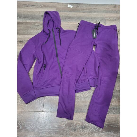 True Born Women's Purple Track Jacket and‎ Pant set size Large #P3 - Picture 2 of 5